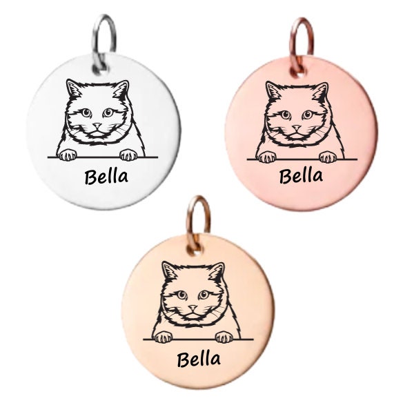 Personalized British Shorthair Cat Charms Necklaces and Bracelets, Cat Gift for Women, Engraved Cat Jewelry, Memorial Keepsake for Cat Mom