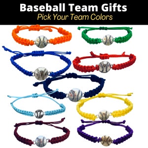 Baseball Bracelet, Boys Baseball Jewelry, Adjustable Braided Charm Bracelet, Baseball Gifts, Baseball team gift, Baseball player gift