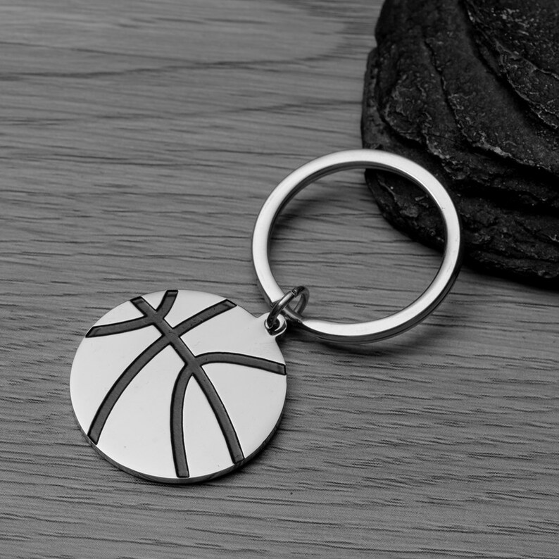 Personalized Basketball Keychain Custom Engraved Basketball Etsy