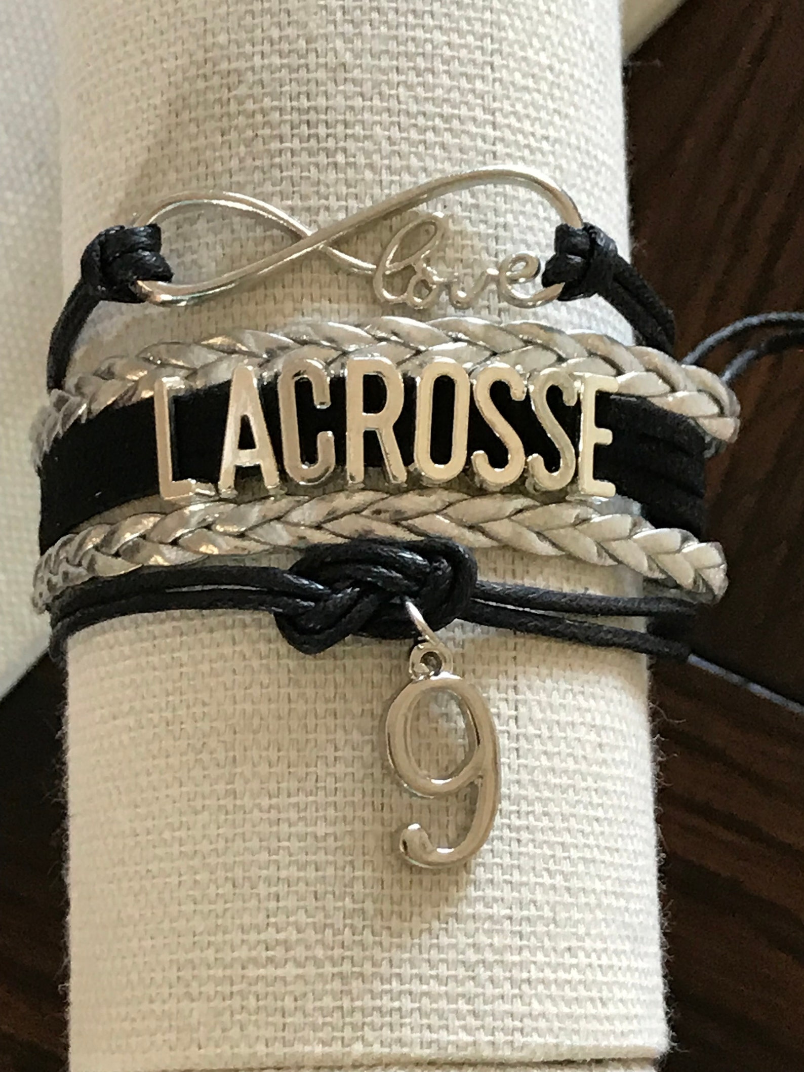 Personalized Lacrosse Charm Bracelet with Number Charm Etsy