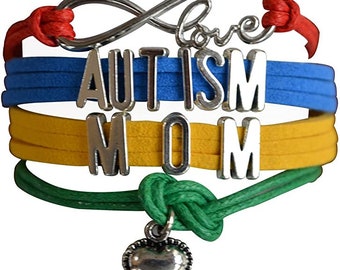 Autismo mamá encanto pulsera, autismo conciencia joyería, ajustable infinito amor esperanza encanto pulsera rompecabezas pieza pulsera-autismo regalo, mujeres