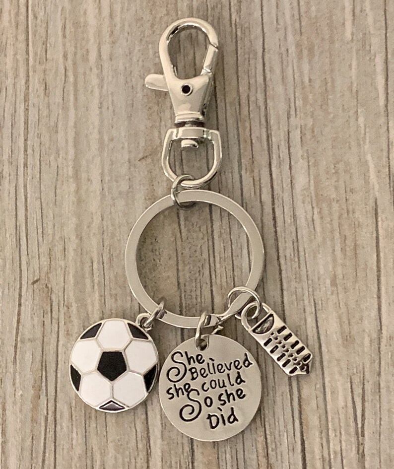 Soccer Charm Zipper Pull Keychain Gift for Soccer Player Custom Soccer Jewelry Gift Soccer Mom and Soccer Teams