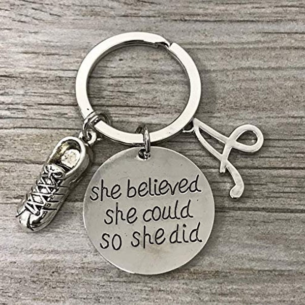 Personalized Runner She Believed She Could So She Did Sneaker Keychain, Running Jewelry, Runner Gift for Women, Teens and Girls, Marathon