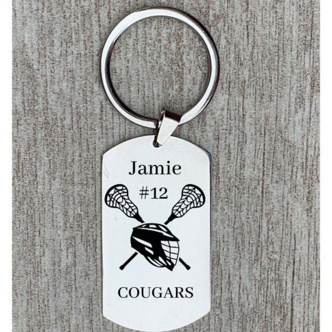 Personalized Lacrosse Gift, Engraved Lacrosse Stick Keychain, Lacrosse