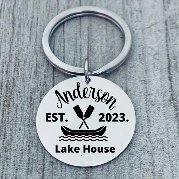 Personalized Lake Keychain, Lake House Engraved Lake Name, Lake Cabin, Boat Keychain, Pontoon Boat, Life is Better at The Lake, Lake Jewelry