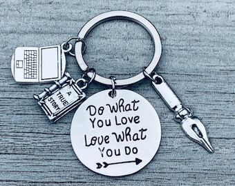 Writer Gift Future Author Keychain Gift Novelist Gift Do What You Love, Believe in Yourself Creative Writer Gift for Women Men