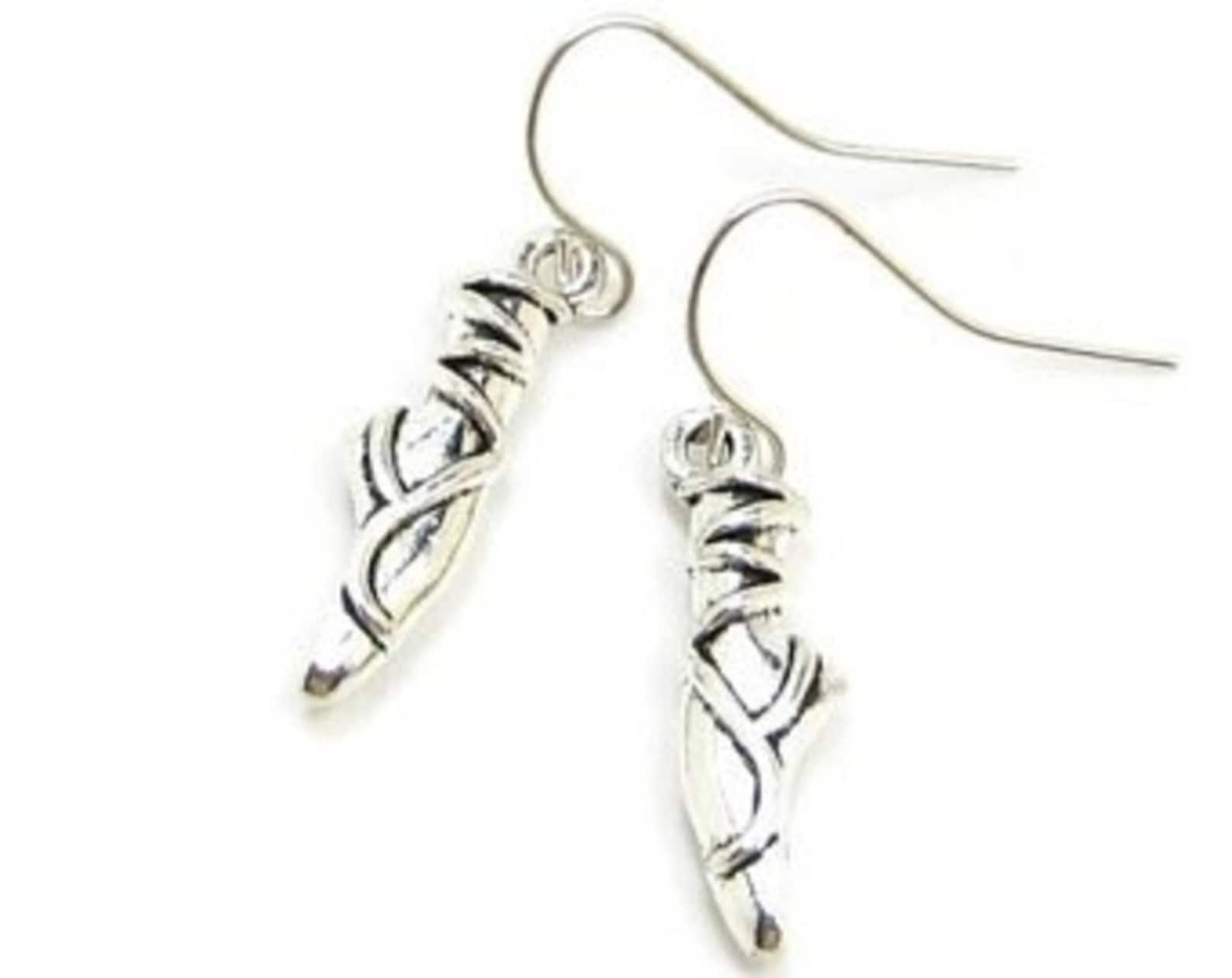 dance ballet charm earrings, ballerina shoe jewelry, for dancers, dance recitals, dance teams & dance