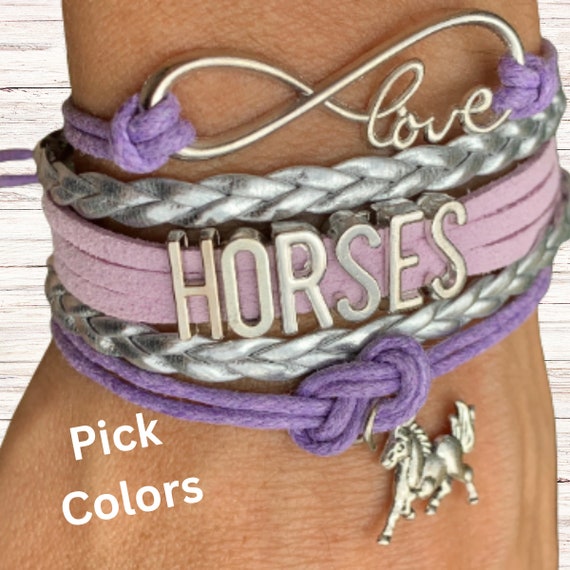 Bracelet à breloques cheval pour fille, bijoux équestres pour