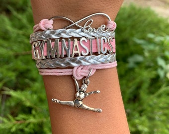 Gymnastics Bracelet, Infinity Gymnastics Bracelet, Gymnastic Jewelry, Girls Gymnast Jewelry, Gymnastics Gift, Gymnastic Charm, Gymnast Gift