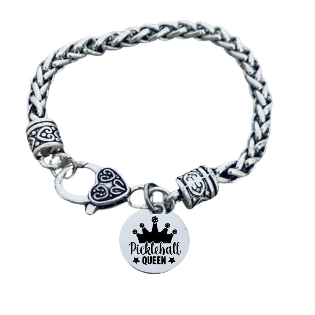 Pickleball Charm Bracelet, Pickleball Queen, Customized Pickleball