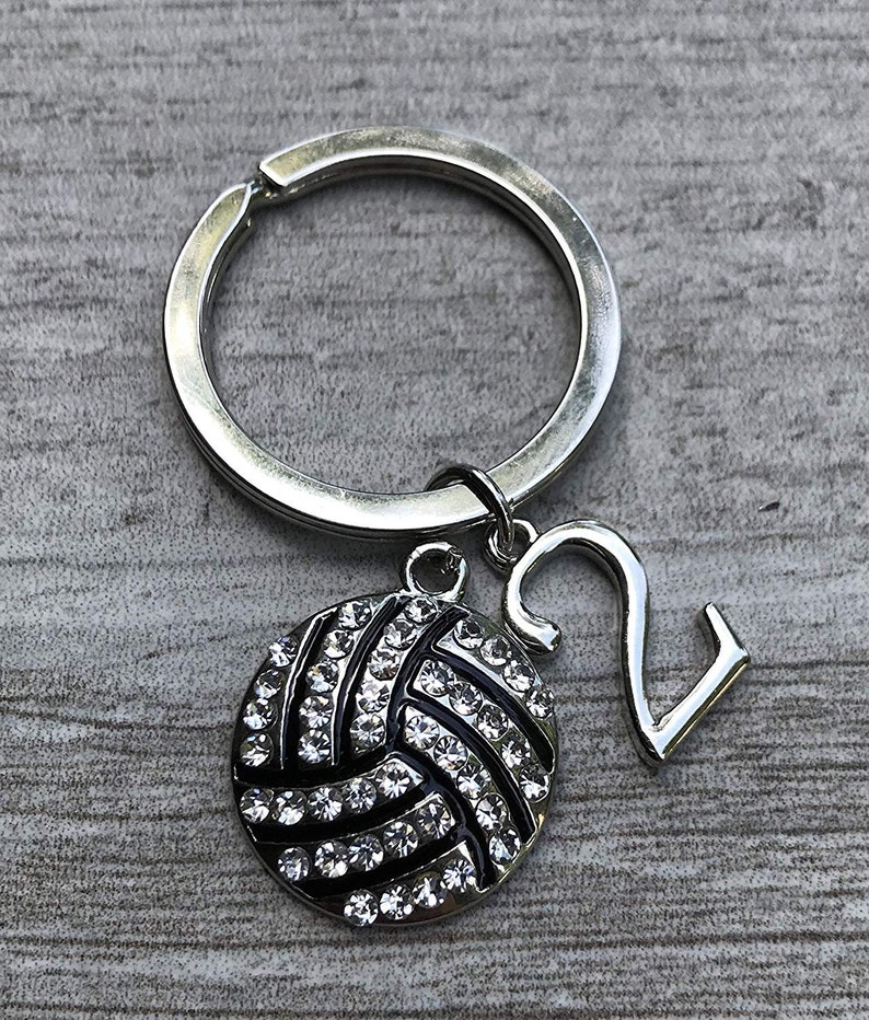 Personalized Volleyball Keychain w/ Number Charm Girls Etsy