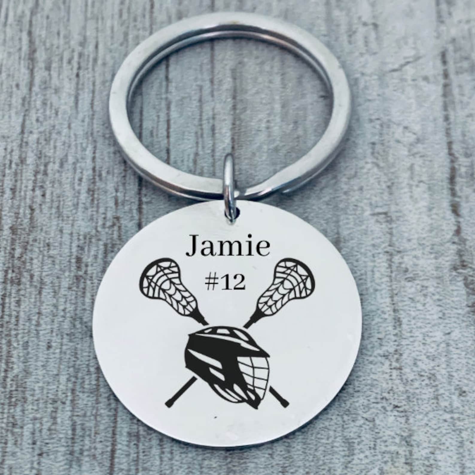 Personalized Lacrosse Gift Engraved Lacrosse Stick Keychain Etsy