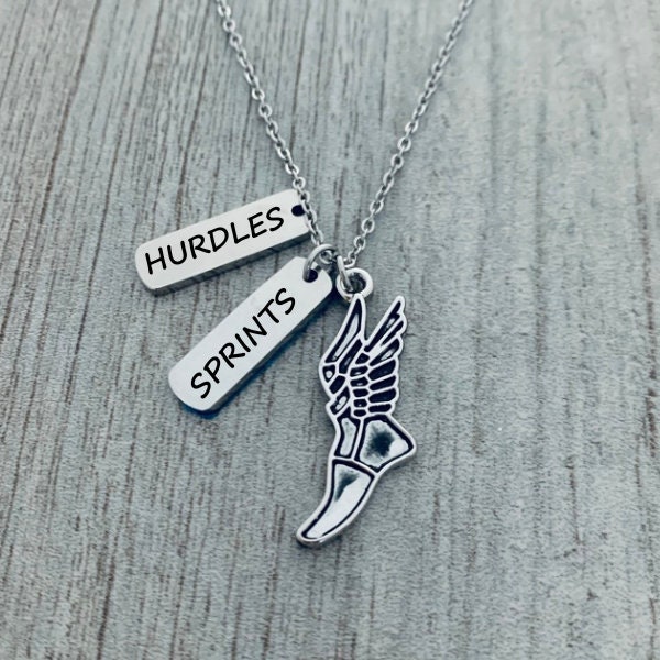 Track and Field Gift - Hurdles Sprint Necklace - Running Shoe Charm - Girls Track Jewelry - Hurdles Jewelry, Senior Gift, Track Team 2 Event