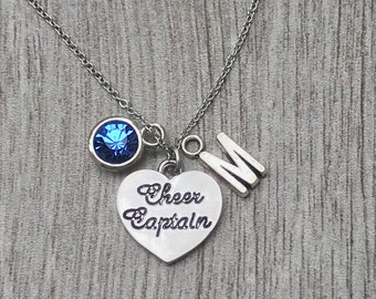Cheer Captain Necklace with Birthstone Charm, Cheer Captain Jewelry, Perfect Gift For Cheerleaders, Cheerleader Necklace, Cheer Captain Gift