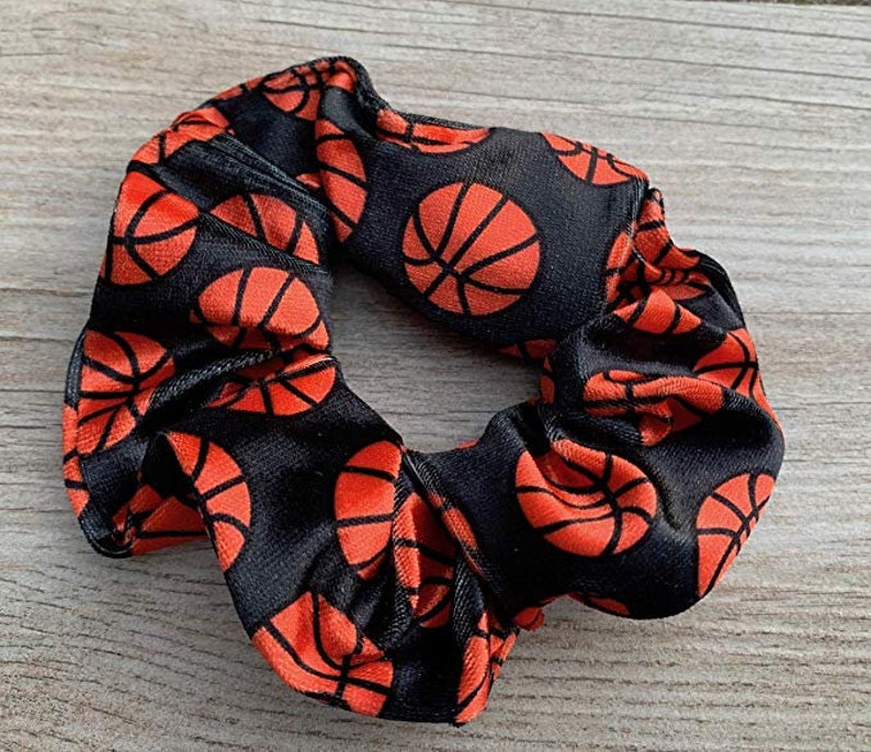 BASKETBALL Scrunchies, PREMIUM Velvet Hair Ties, Hair Accessories, Hair Elastic, Girls Sports, Stocking Stuffer, Basketball Player Team Gift image 2