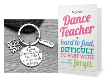 Dance Teacher Keychain & Card Gift Set, Dance Teacher Gift, Dance Jewelry, Thank You Dance Keychain, Dance Gift, Ballet Keychain, Dance