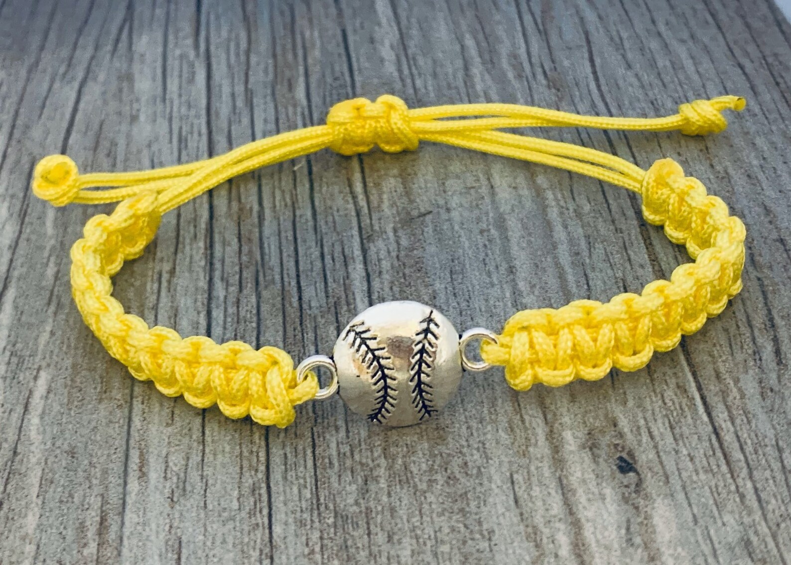 Softball Bracelet Girls Softball Jewelry Adjustable Braided Etsy