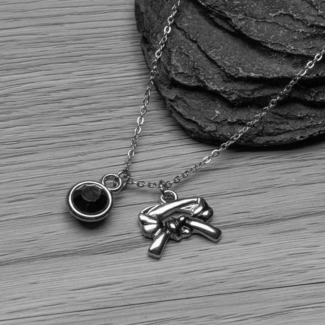 Personalized Girls Martial Arts Necklace With Belt Charm, Martial Arts