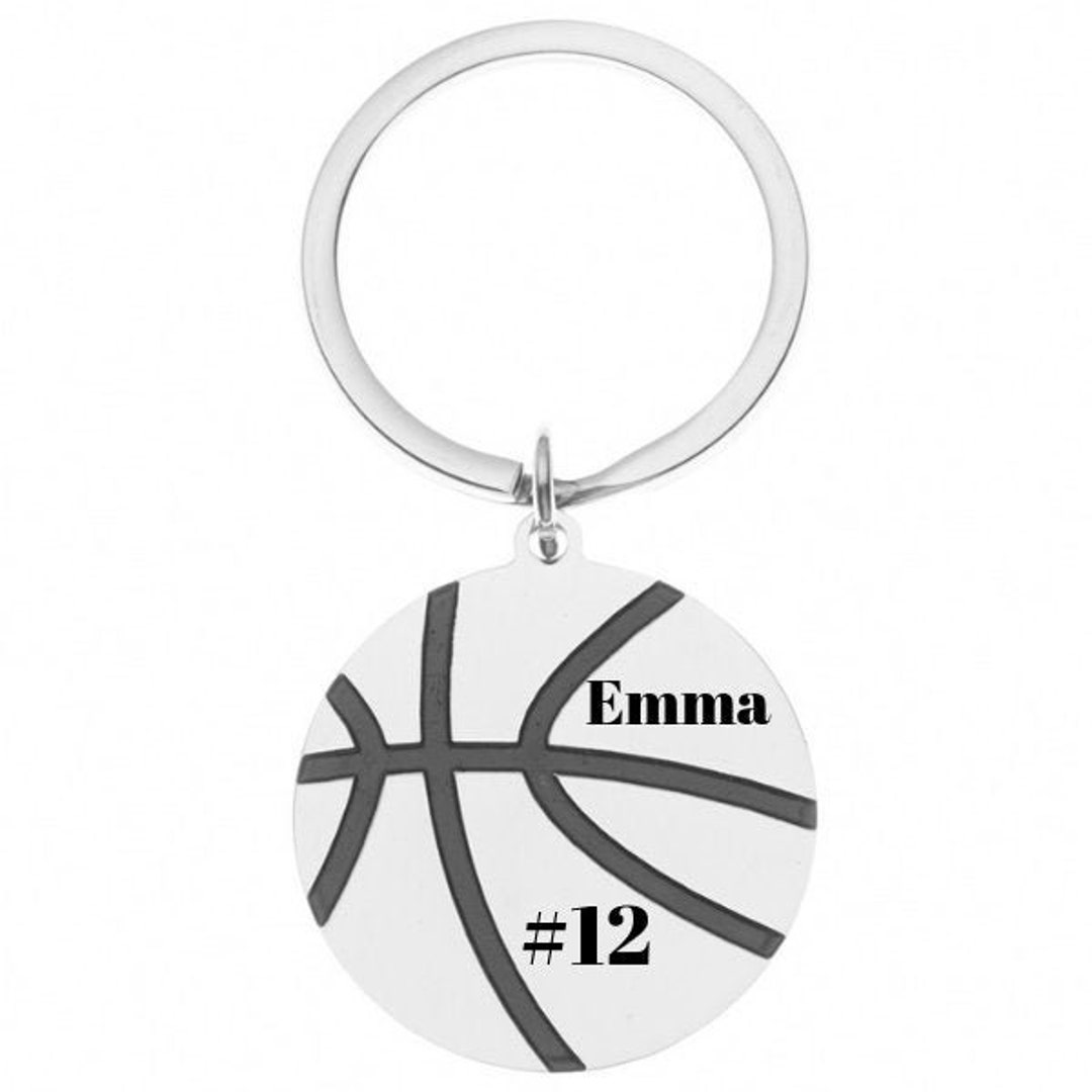 Personalized Basketball Keychain Custom Engraved Basketball Etsy