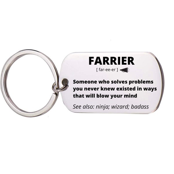 Farrier Gift, Stainless Steel Engraved Keychain For Women and Men, Thank You, Appreciation Jewelry, Birthday, Retirement Gift