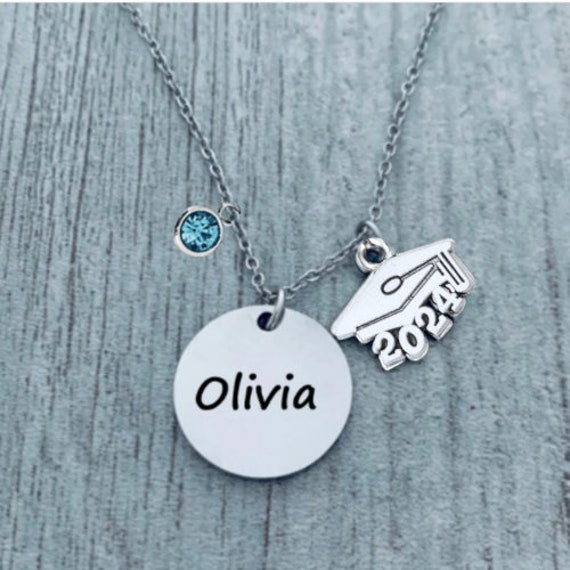 2024 Graduation Necklace Personalized Charm Necklace Birthstone