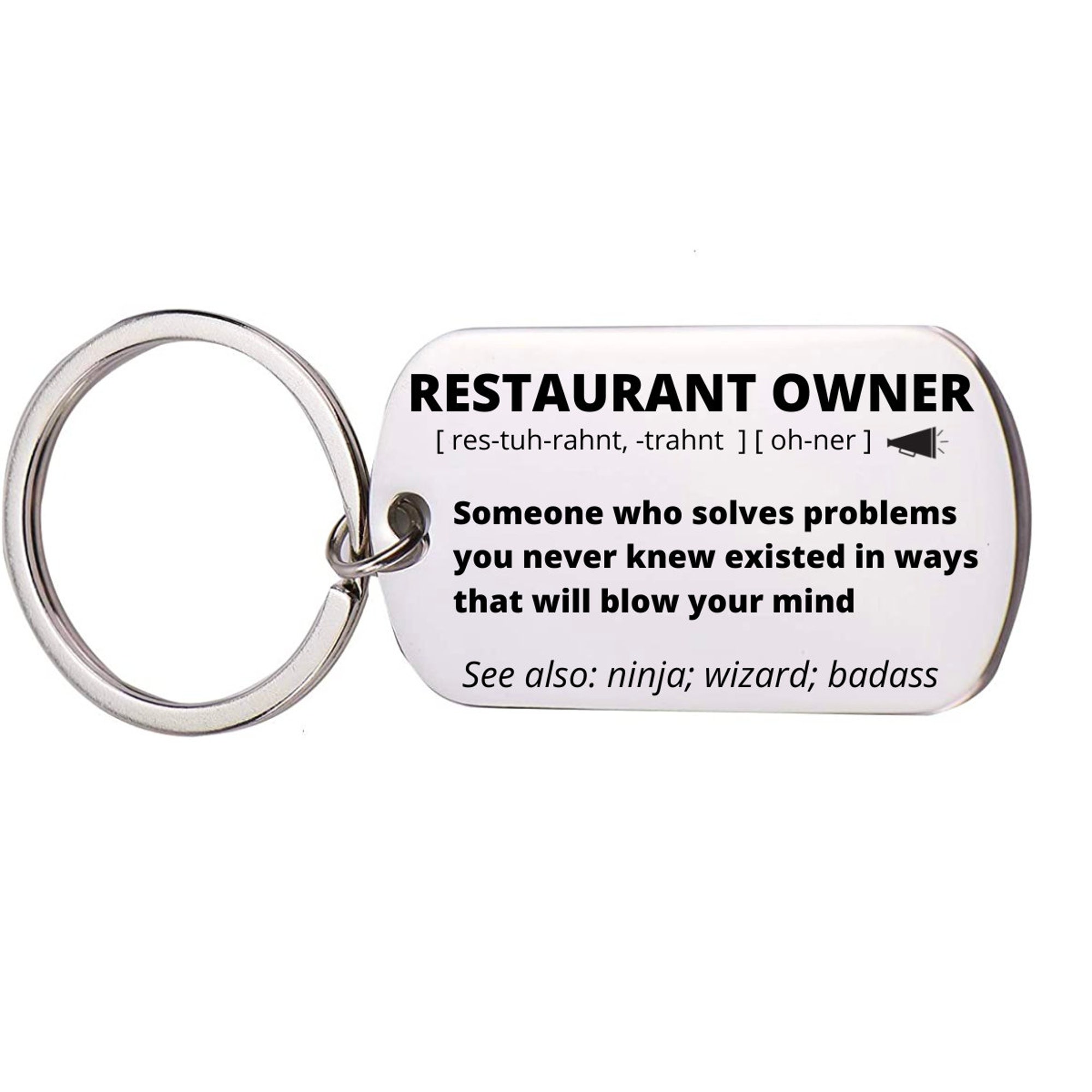 Restaurant Owner Gift, Stainless Steel Engraved Keychain