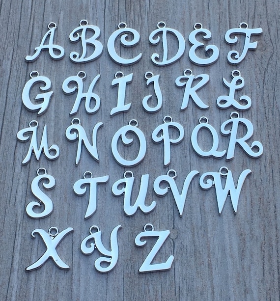 Silver Alphabet Charms for Jewelry Making, Letter Pendants (26 Pieces)