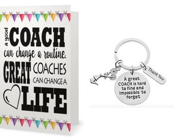 Cheer Coach Keychain & Card Gift Set, Cheerleading Gift, Great Coach is Hard to Find But Impossible to Forget Cheer Coach Thank You Gifts