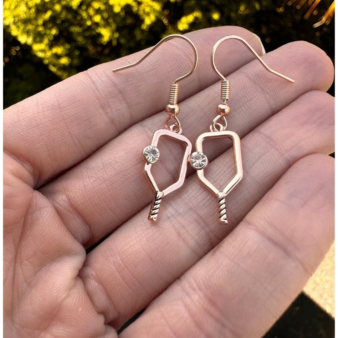 Pickleball Jewelry, Pickleball Paddle Charm Dangle Earrings, Pickleball