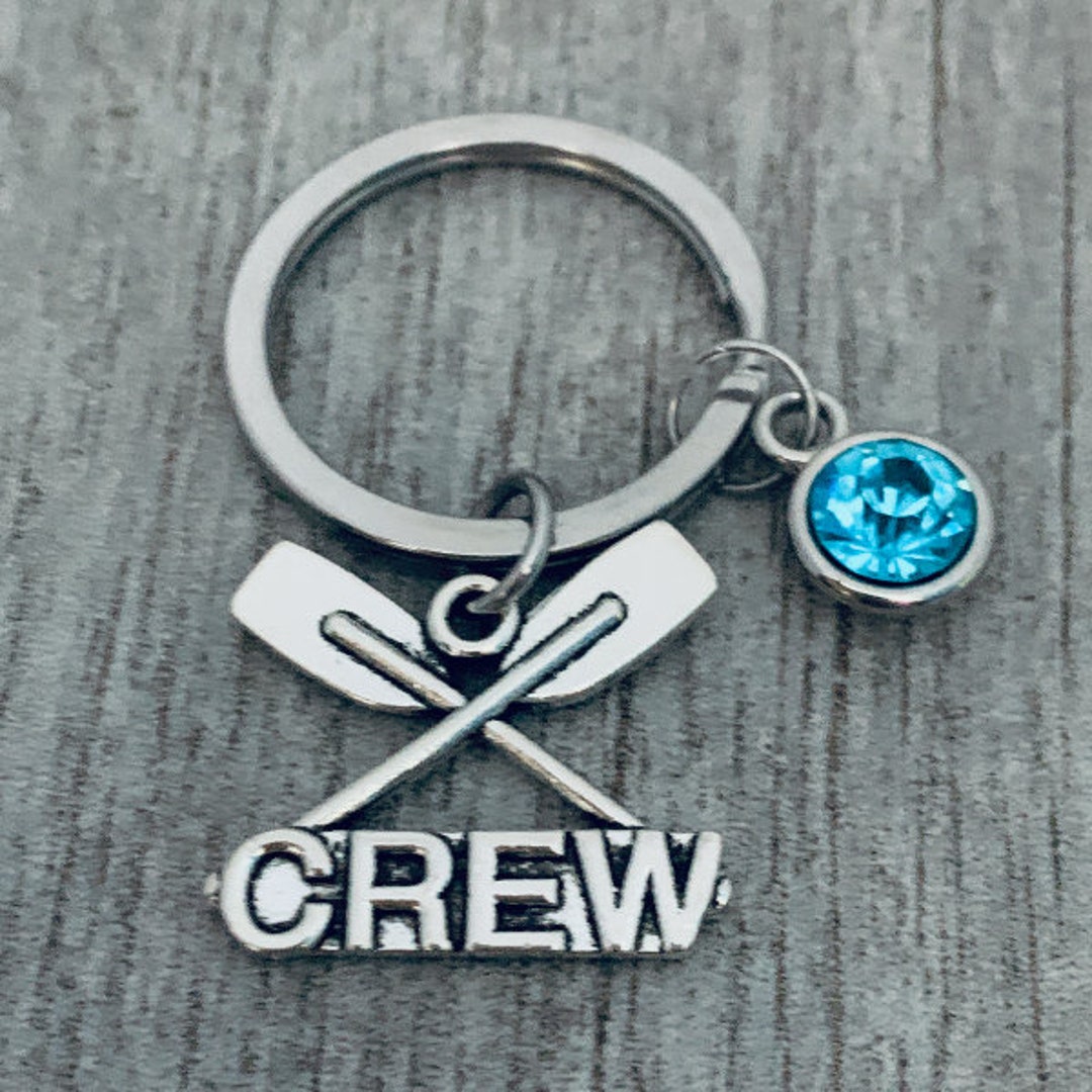 Rowing Keychain, Personalized Crew Oars Charm Key Ring, Rowing Crew