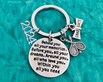 Tennis Gift Graduation Keychain 2024 Inspirational Live Your Dream Charm Graduate Jewelry Senior Gift Gift for Graduation Class of 2024