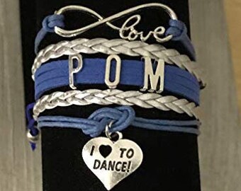 Pom Bracelet, Pom Jewelry, Pom Bracelet, Girls Dance Jewelry for Pom Dancers, Gift for Her