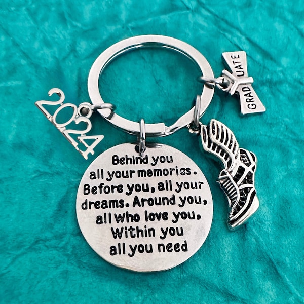 Track and Field Graduation Keychain 2024 Behind You All Your Memories Runner Graduate Jewelry Senior Gift High School Runner Sprint Hurdles