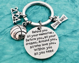 Basketball Graduation Gift, 2024 Behind You All Your Memories Gift for Grad, Girls Boys Graduate Jewelry Senior Gift High School