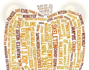 Chmura słów z dynią na Halloween (do pobrania w wersji cyfrowej)