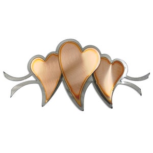 Family of Hearts (3) - Torch cut copper on steel wall hanging.