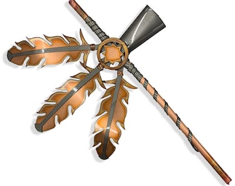 Peace Pipe - Torch cut copper on steel wall hangings.