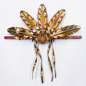 Native Dance Fan - Torch cut copper on steel wall hangings.