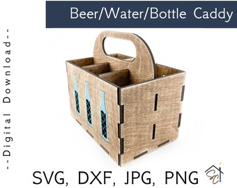 Beer Caddy, 6 Pack, Water Holder, Soda Bottle Display, handmade file,digital download,file, svg, wood sign, diy craft, glowforge, laser