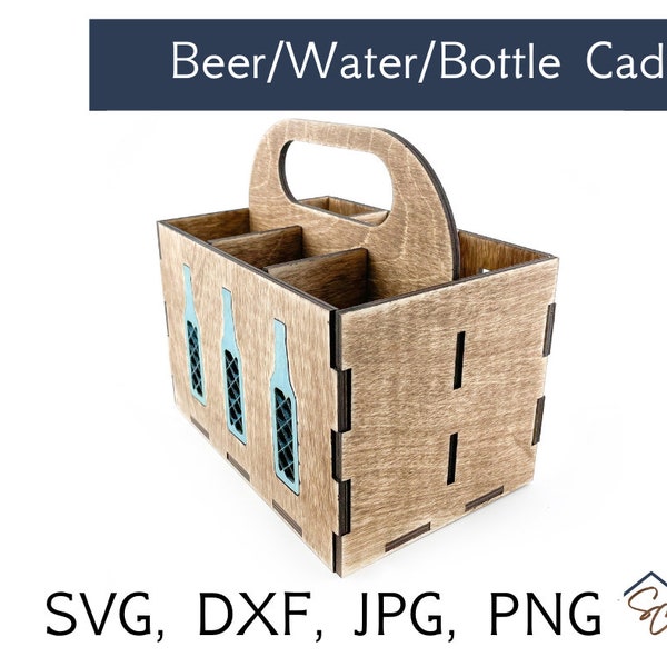 Beer Caddy, 6 Pack, Water Holder, Soda Bottle Display, handmade file,digital download,file, svg, wood sign, diy craft, glowforge, laser