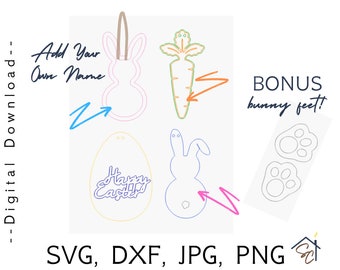 Easter SVG, Easter Basket Tags, Digital Download, Laser Cutter File, Glowforge Ready Svg, Svg File for Cricut, Vector Cut File