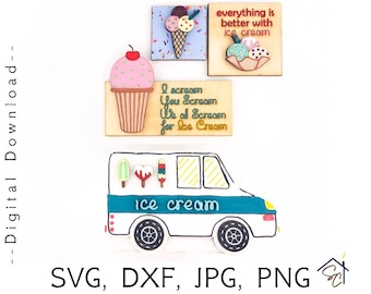 Ice Cream, ice cream truck, box, sprinkles, for kids, sweet, tiered tray, digital download, file,svg, wood sign, diy craft, glowforge, laser