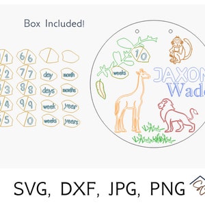Teken kinderkamer, mijlpalen, jungle, cadeau, voor baby, babyshower, nieuwe baby, digitale download, bestand, svg, houten bord, doe-het-zelf, glowforge, laser