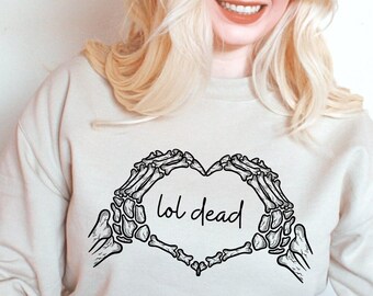 Skull, Sweatshirt, Funny Halloween Sweatshirt, Crewneck, Crewneck Halloween Sweatshirt, Scream Crewneck, Spooky Sweatshirt, LOL Dead, gift