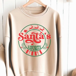 Felpa Gigi Claus personalizzata, Felpa natalizia della nonna Claus, Mimi preferita di Babbo Natale, Felpa Nana e nipoti, Regali per Nana Gigi
