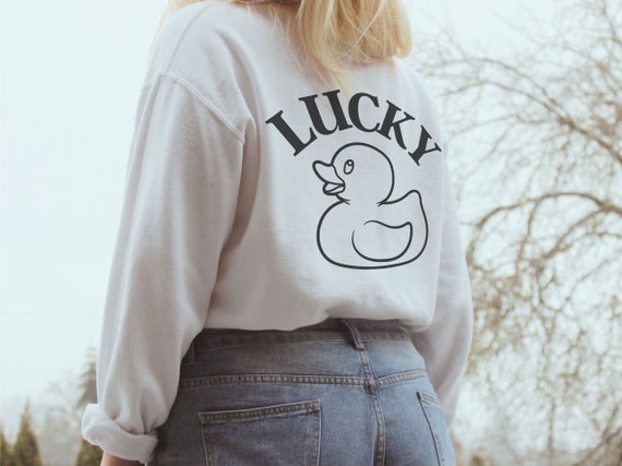 Lucky Sweatshirt, St Patricks Day, Sweatshirt, Womens, St Pattys Day Shirt, Lucky Duck, St Pattys Day Outfit, Lucky Shamrock Shirt, Trendy