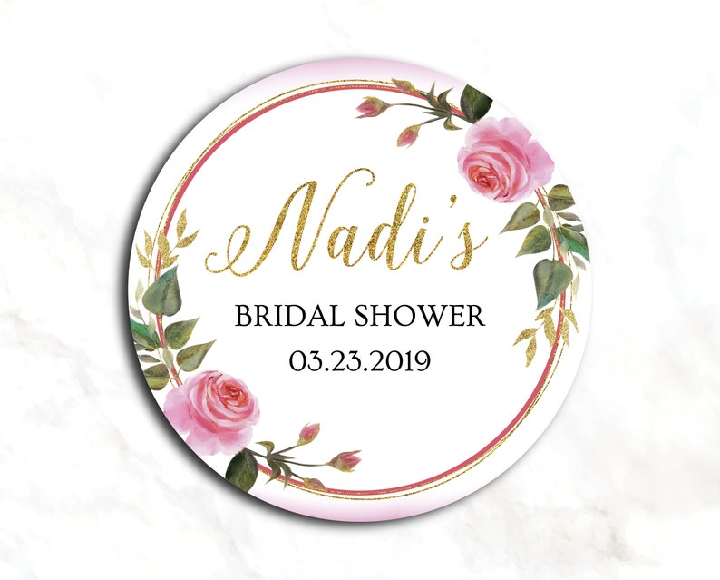 Customized Bridal Shower Favor Labels Glitter Gold and Blush Etsy