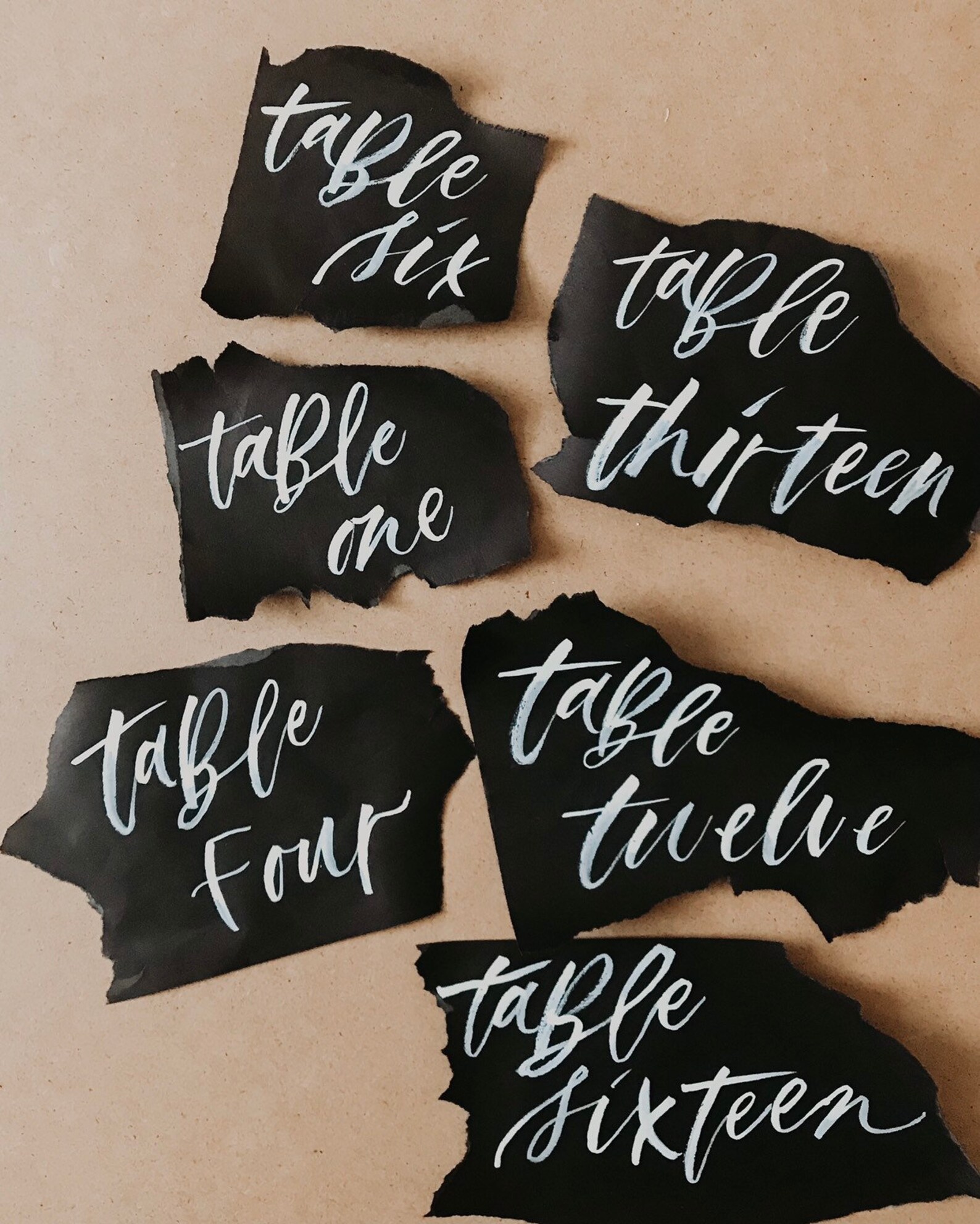 Black Table Numbers, Black and White Table Numbers, White Ink Table