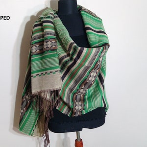 blanket winter wrap, warm large shawl, oversize cozy scarf, striped fringed wrap, women men wrap, paisley shawl, soft stole, kilim rug throw