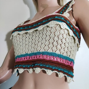 crochet top, knit crop bralette, summer halter top, festival tank top, beach bustier, women summer knitwear, knit crop top, boho clothing